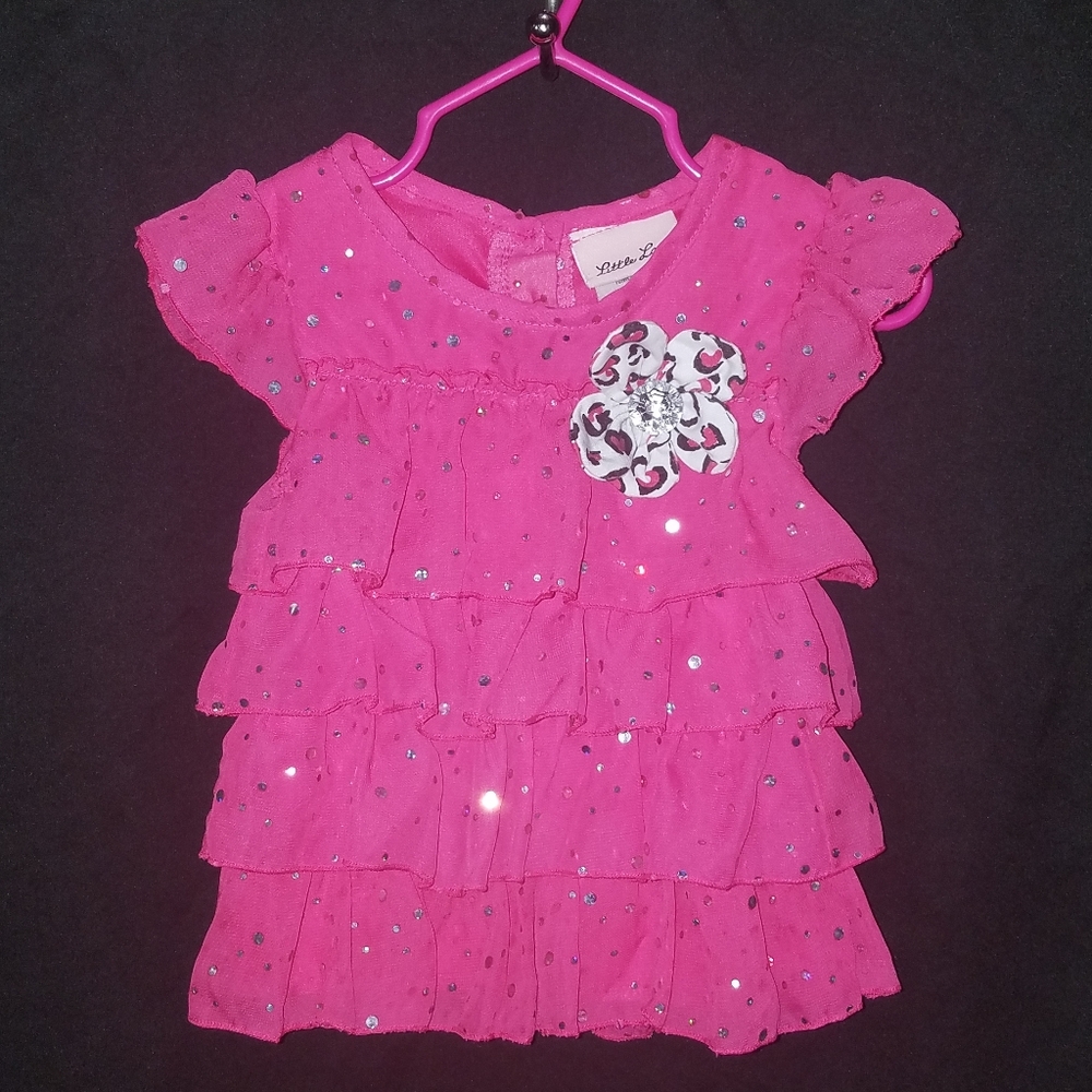 Fuchsia Pink Baby Girls Ruffle Polka Dot Shirt